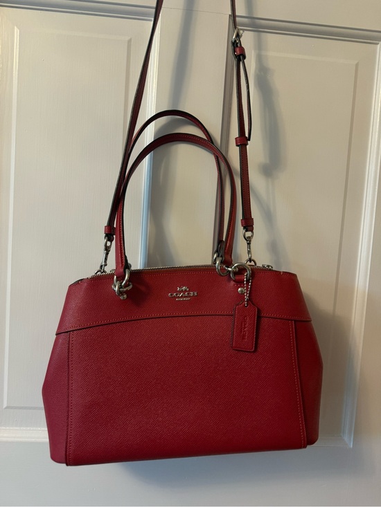 Coach Handbags - Coach Red Leather Satchel with Top Handles and Crossbody Strap